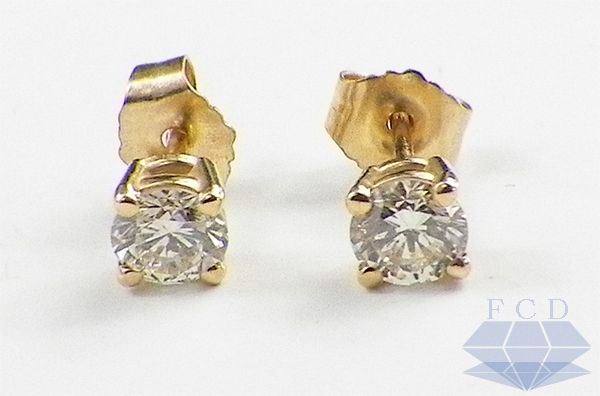  Diamond Stud Earrings 14k Yellow Gold 4 Prong 1 2 Carat Studs