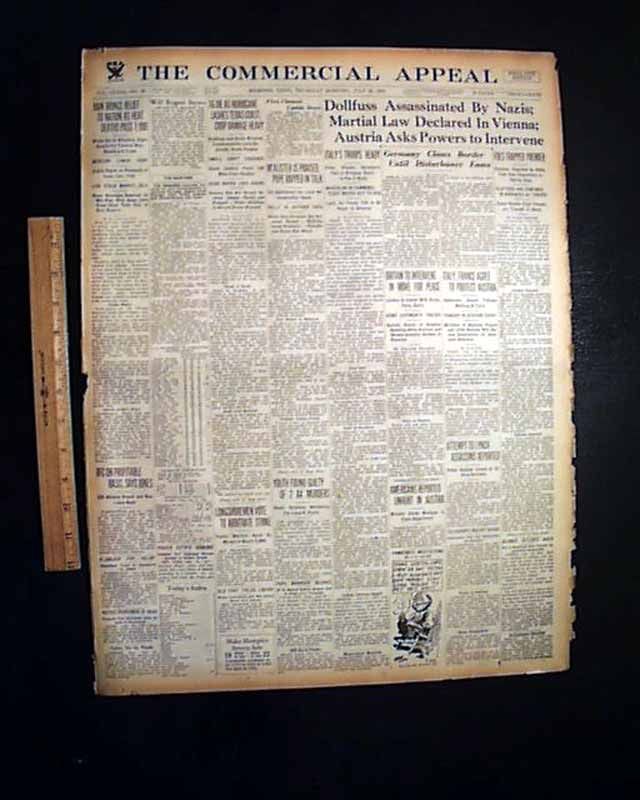 John Dillinger Dollfuss Assassinations 1934 Newspaper