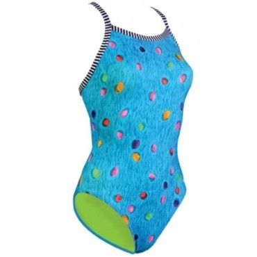 New Dolfin Womens Size 38 12 V 2 Back Dottie Competition Swimsuit Swim