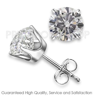  10 to 2 carat Certified White Diamond 4 Prong Solitaire Stud Earrings