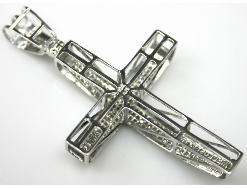  MENS AND WOMENS HIP HOP DIAMOND CROSS PENDANT 1.10Ctw, 2.00 INCH LONG