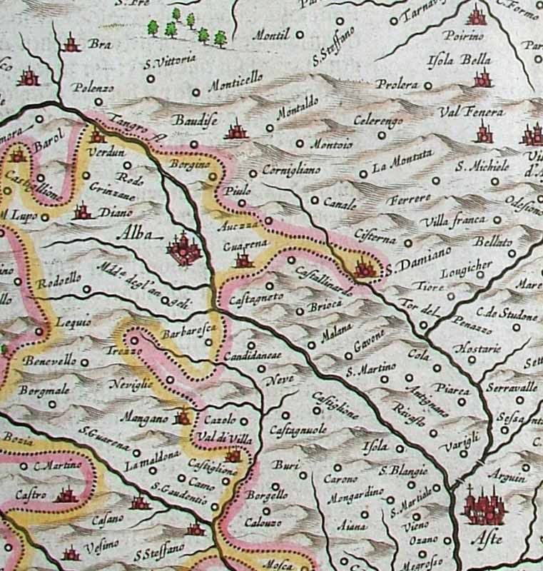 distance from asti to alba as seen below measures just 7 cm actual