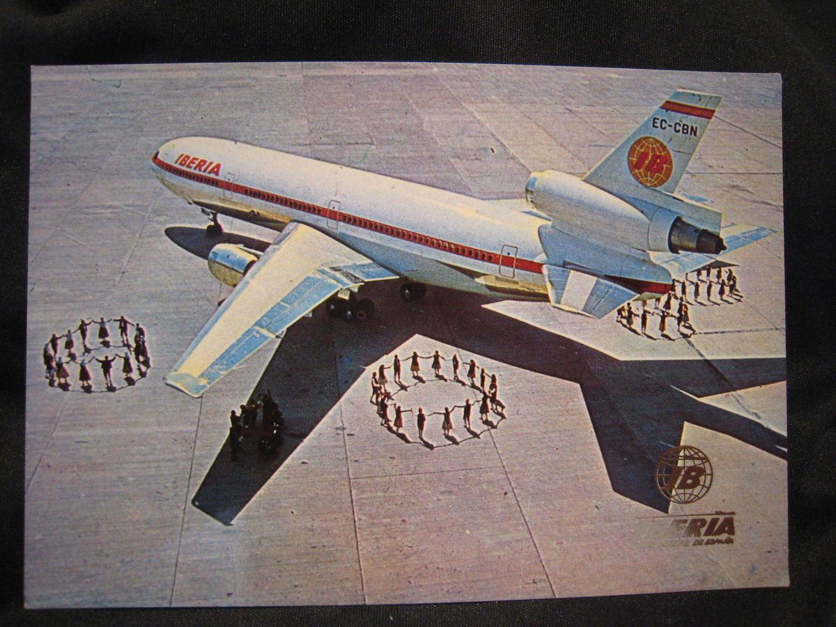 IBERIA AIRLINES DOUGLAS DC 10 AIRPLANE POSTCARD Spain Espana Passenger