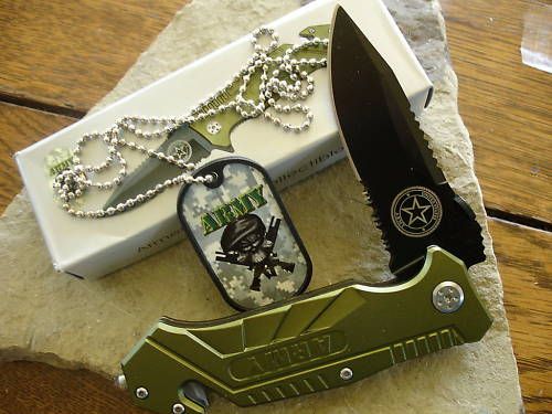 Assisted Open Army Dog Tag Rescue Knife YC 501AR Zix