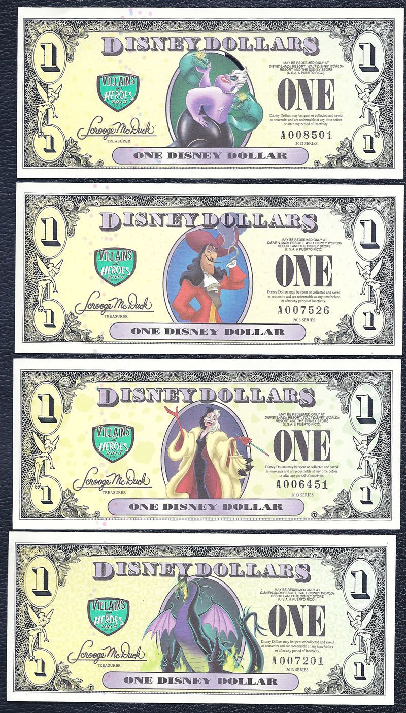  numbered $ 1 s series 2013 disneyland dollars price is for 1 set