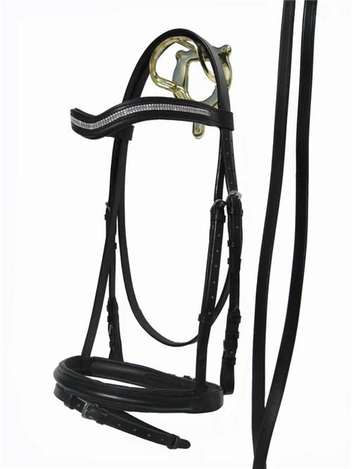 Snaffle Horse Bridle Pink Diamond V Browband COB Size