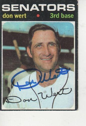 Don Wert Signed 1971 Topps 307 Washington Senators