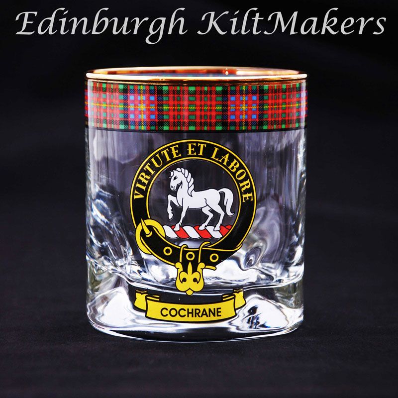 MacFarlane Clan Crested Whisky Glass Tartan Whisky Glasses