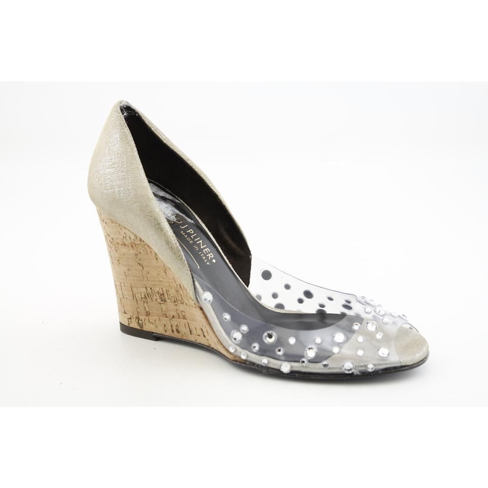 Donald J Pliner Pelusp VWK Womens Size 5 5 Silver Synthetic Wedges