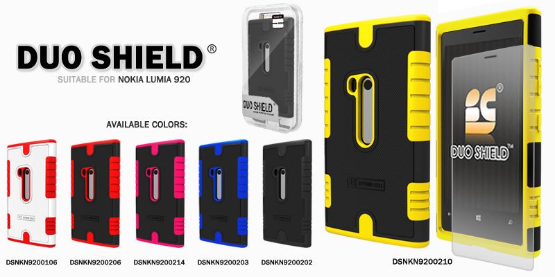For Nokia Lumia 920 Yellow Duo Shield Heavy Duty Hard Case Cover Clear