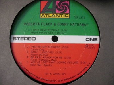 Roberta Flack Donny Hathaway 33rpm Vinyl Record SD7216