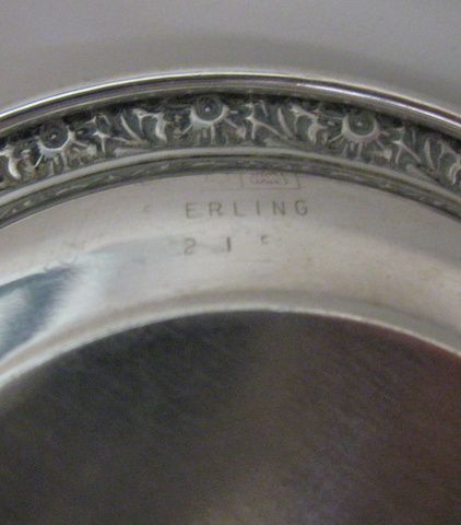 Vintage Dunkirk Sterling Silver Toothpick Urn Matching Tray Floral