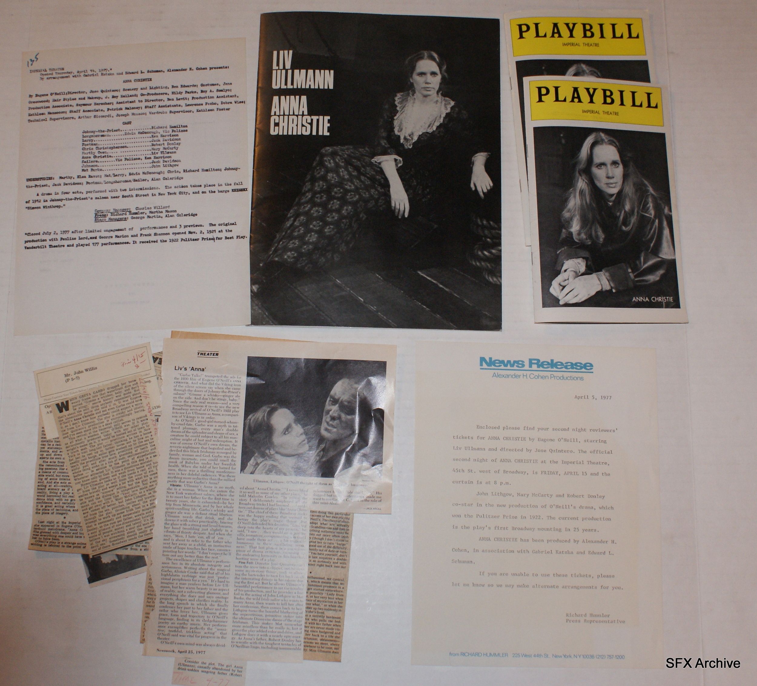 Vint 77 Liv Ullmann Broadway Anna Christie Oversized Program