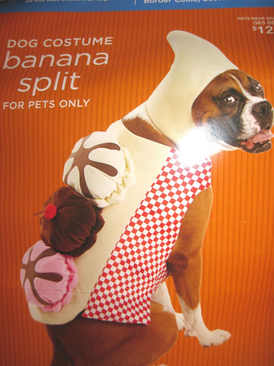 DOG PET HALLOWEEN COSTUME BANANA SPLIT SZ LARGE 25 50 PDS ICE CREAM