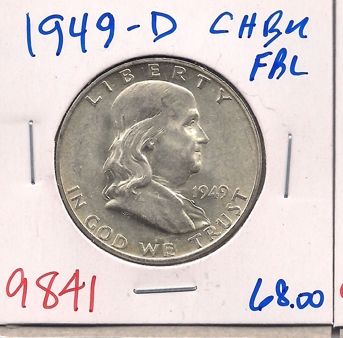 1949 D Franklin Half Dollar ChBU Full Bell Lines 9841