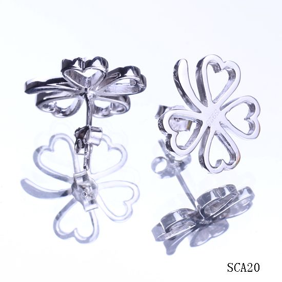 2pc 16 15mm Clover Charms Unisx CZ Earring 925 Sterling Silver Ear