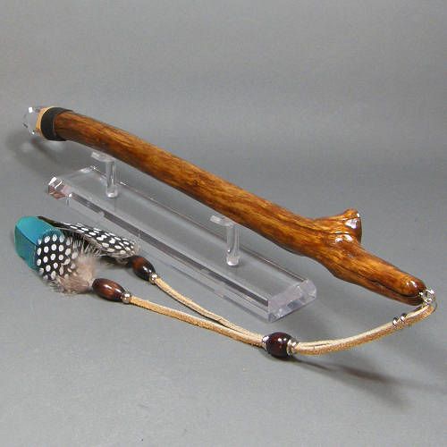 Ceremonial Healing Clear Quartz Crystal Branch Wood Wand WW59