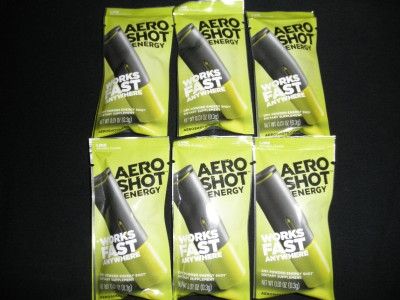 AERO SHOT LOT OF 6 LIME DRY BREATHABLE PURE ENERGY CAFFEINE 100mg + B
