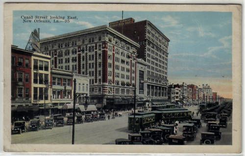 NEW ORLEANS LA CANAL STREET LOOKING EAST 1927 VINTAGE POSTCARD