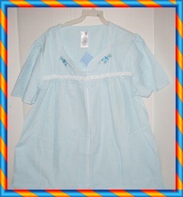 NWT LADIES SIMPLY BASIC BLUE FRONT ZIPPER DUSTER ROBE XL (16/18)