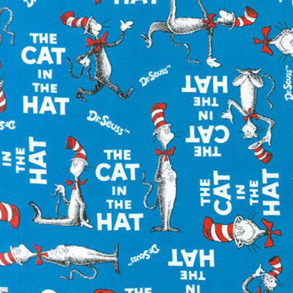 FQ Dr Seuss The Cat in the Hat Words on Blue Fat Quarter Robert