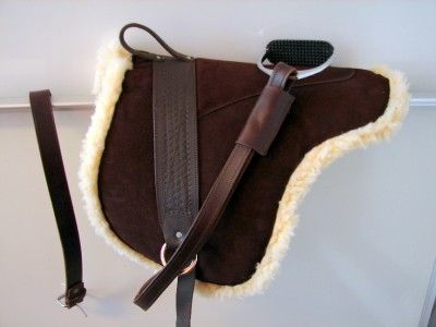 Brown Leather Bareback Saddle Pad Draft Horse Stirrups