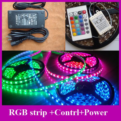 RGB Flex LED Strip Rope Light Waterproof SMD 5050 5M Controller Power