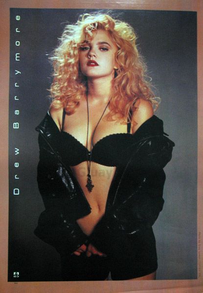 Drew Barrymore Black Bra Hot Pants Poster 80s Retro