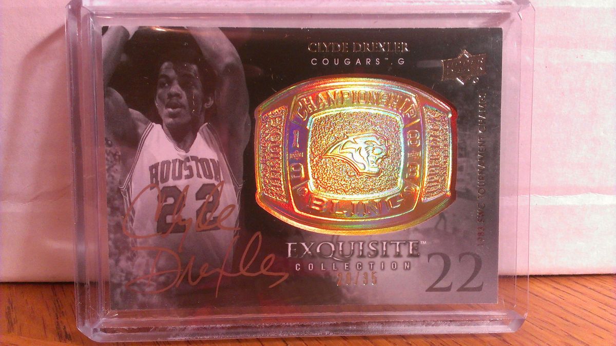 11 12 Exquisite Clyde Drexler Gold Championship bling Auto 28 35