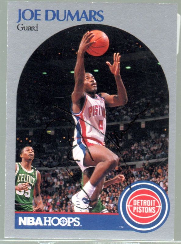 Signed Joe Dumars 1990 91 Hoops card #103 LOOK