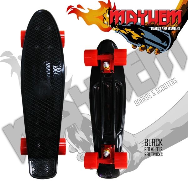 Mayhem Complete Cruiser Skateboard Black Red Wheels
