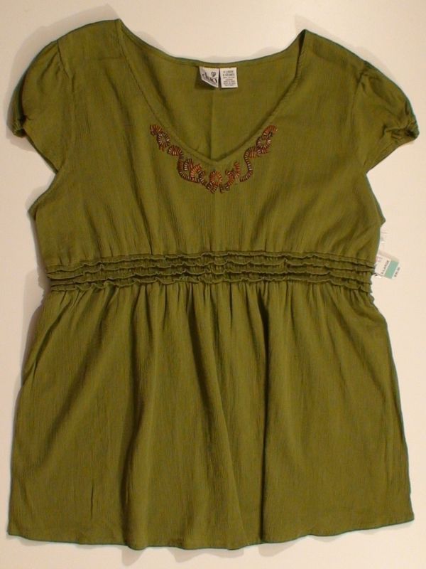 Duo Maternity Olive Top Shirt Blouse Sz XL Rtl $30