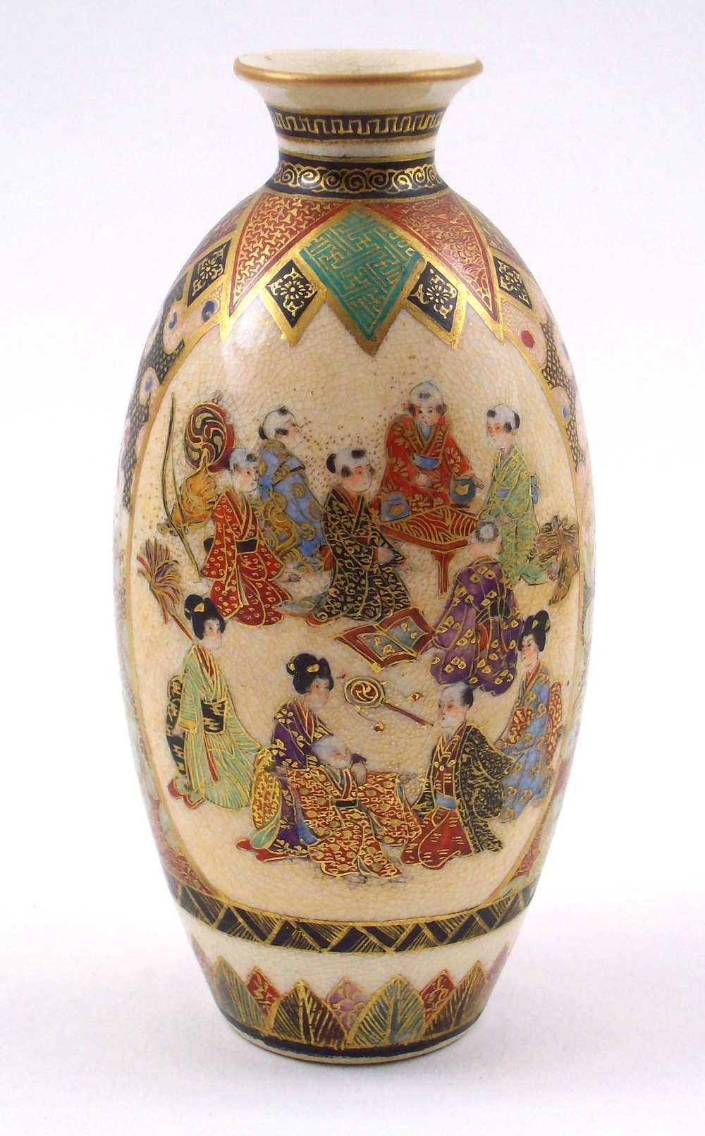 satsuma form container vase date meiji period marks signature on