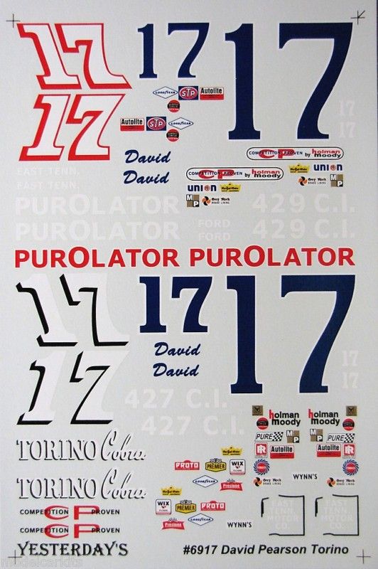 17 David Pearson 1969 1970 Purolator East Tennessee Motor Co Ford