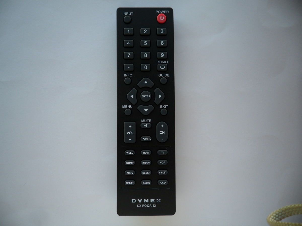 Dynex DX RC02A 12 LCD TV Remote DX 32E250A12 DX 32L221A12 DX 40L260A12