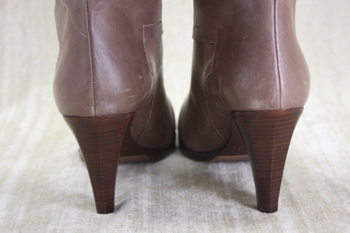  Leather Convertible Cuff High Heel Boots 9 5 $580 Elefante Grey