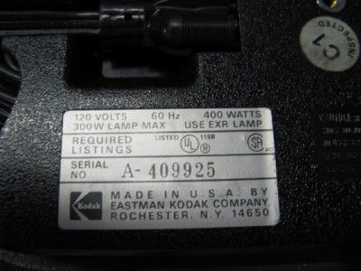 Kodak Ektagraphic III A Slide Projector Elmo Zoom Lens