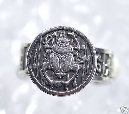 Egyptian Egypt Ring Scarab Beetle Sterling Silver 925