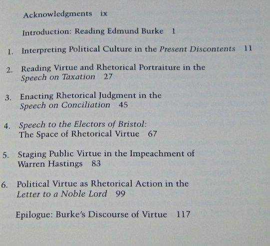 Edmund Burke and The Discourse of Virtue 1stEd HB DJ