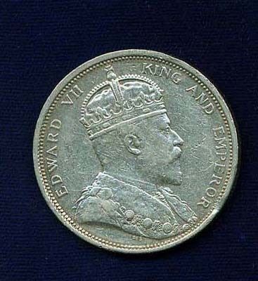 STRAITS SETTLEMENTS EDWARD VII 1903 B 1 DOLLAR SILVER COIN XF