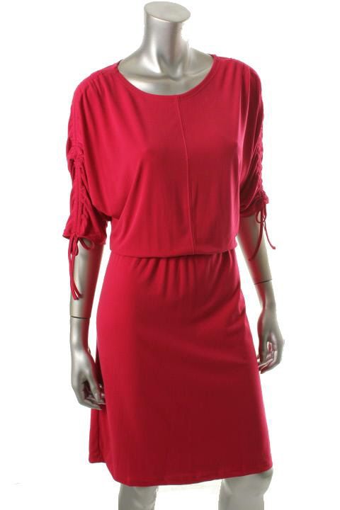 Ellen Tracy Metropolitan Pink Cinched Jersey Boatneck Wear to Work