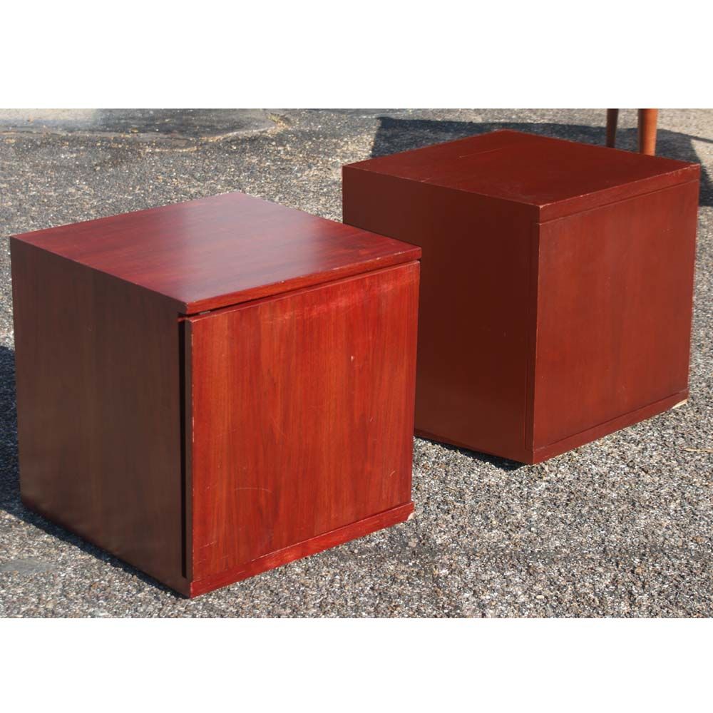 vintage pair of mahogany nightstands end tables cabinet door with