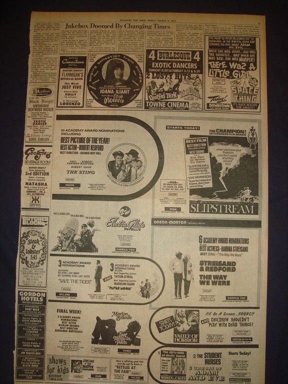 0703412DR Slipstream Eric Clapton Movie Advert March 8 1974 Newspaper