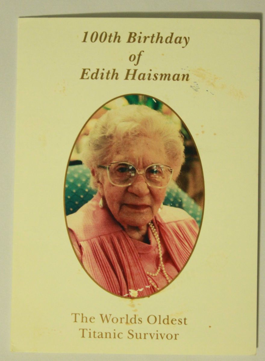 Very RARE 100th Birthday Party Menu Edith Haisman Signed by 2 Titanic