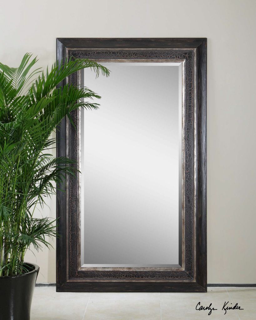 Estelline Large Black Wood Beveled Wall Floor Mirror