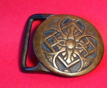 1975 tech ether guild solid brass belt buckle rays
