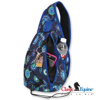 Classic Equine Sling Pack Tote Bag Carrier Blue Medallion Horse Tack