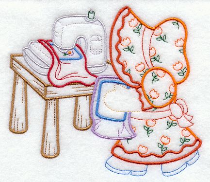 SUN BONNET SUE EMBROIDERY MACHINE  MACHINE EMBROIDERY QUILT BLOCK