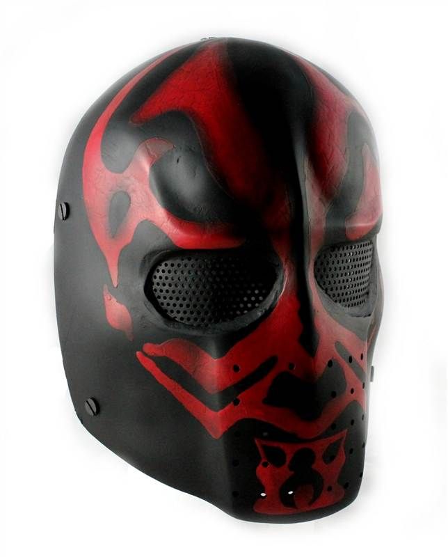 Army of Two Airsoft FMA Elliot DMF Mask with Wire Mesh Red and Black