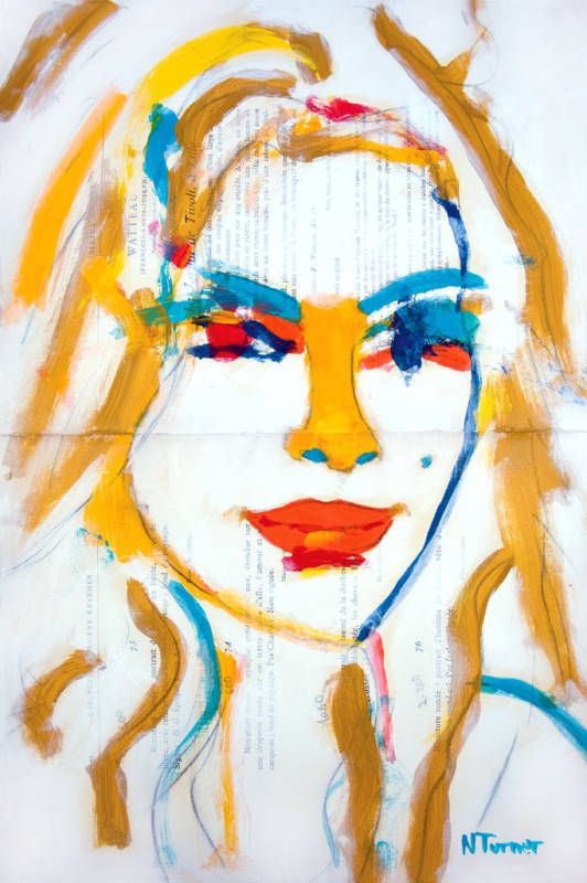 Eva Mendes Portrait Original French Art Expressionist Painting by N